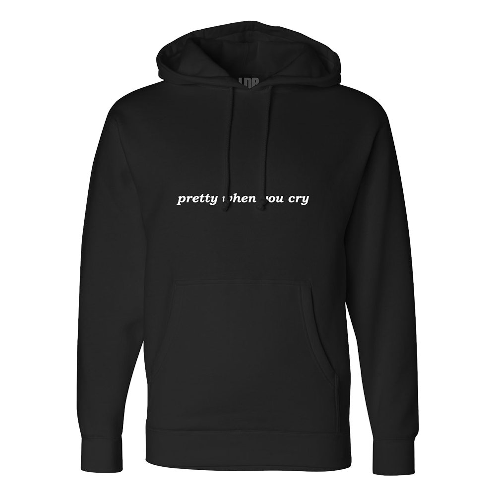 Black Hoodie With Ribbon Print Front