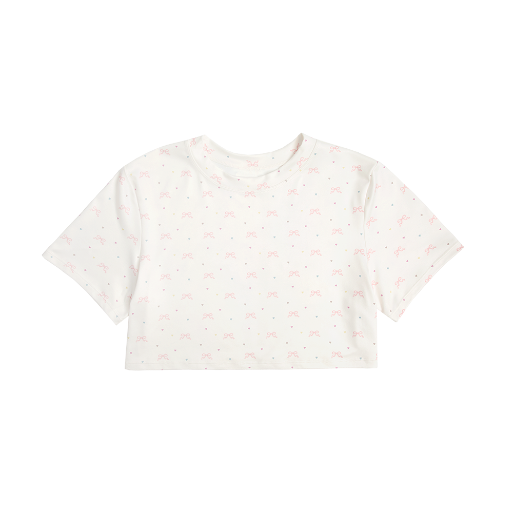 Crop T-Shirt In Bow Print