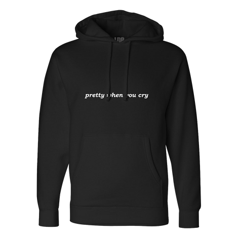 Black Hoodie With Ribbon Print Front