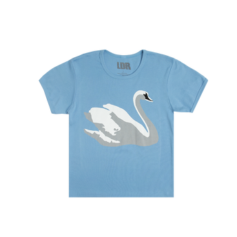 Blue Cropped T-Shirt With Swan